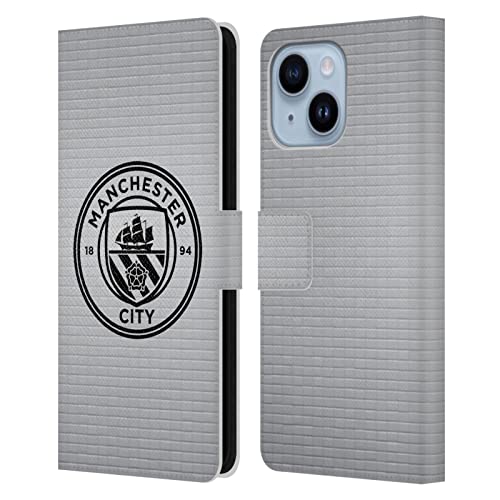 Étui Man City iPhone 14 Plus en cuir élégant finition mosaïque