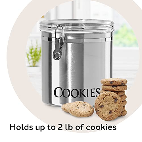 Oggi Jumbo 8" Stainless Steel Cookies Clamp Canister - Airtight Food Storage Container Ideal for Kitchen & Pantry Storage of Cookies or other Bulk, Dry Foods.