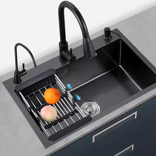 Évier utilitaire en acier inoxydable rectangulaire avec robinet extractible