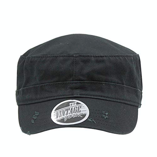 Image of The Vintage Year Washed Cotton Distressed Cadet Hat - Tactical Military Baseball Cap for Men & Women, Outdoor Casual Wear