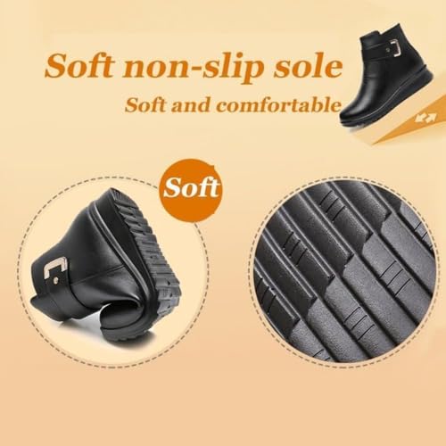 Women's Metal Buckle Genuine Leather Wool Orthopedic Boots, Winter Warm Non-slip Waterproof Ankle Booties with Side Zipper, Orthopedic Snow Boots for Women3