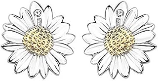 925 Sterling Silver Plated Vintage Cubic Zirconia Gold Sunflower Womens Stud Earrings,8MM