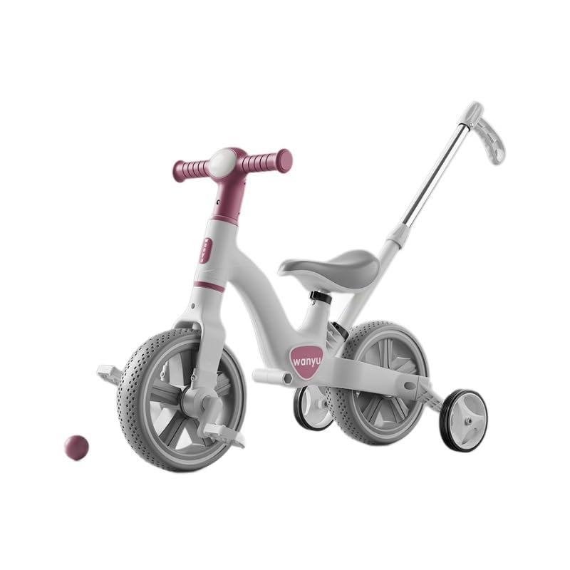 Image of MUMMAMIA 3 in 1 Tricycle with Push Handle, Converts to Balance Bike, 10 Inch Toddler Bike, 18 Months to 4 Years, Unisex (Cranberry RED)