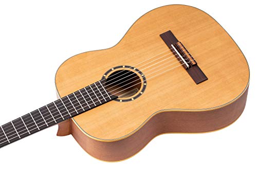 Ortega Guitars 6 String Family Series 7/8 Size Nylon Classical Guitar W/Bag, Right, Cedar Top-Natural-Satin, (R122-7/8) #TOP3