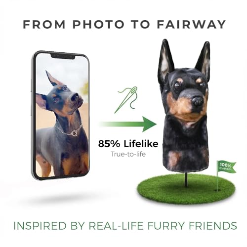 Golfschlägerhauben – Premium-Plüsch-Schlägerhauben und Holz-Schlägerhauben mit realistischem Design (Doberman)