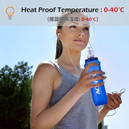 Azarxis TPU opvouwbare zachte fles, BPA-vrij, drinkfles, waterfles voor drinkrugzak, fiets, klimmen en sport, 500 ml - 2 stuks met 2 rietjes) - Image 5