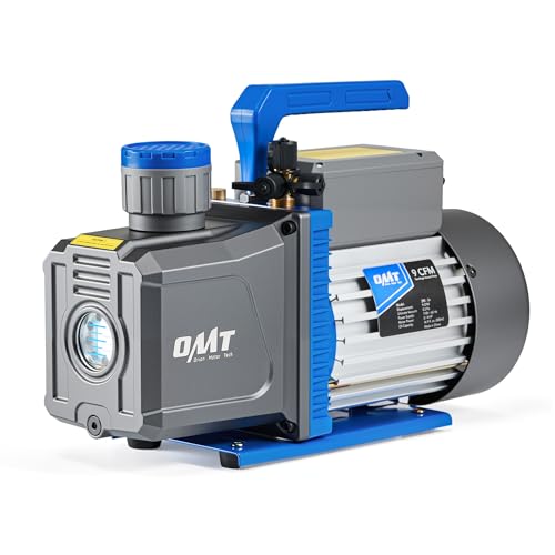 Image of Orion Motor Tech Vacuum Pump 9 CFM Gray | 2 Stage A2L 9 CFM 3 /4 HP Vacuum Pump for R1234yf R32 R134a R22 R410A with 1.5 Micron Ultimate Vacuum, Auto HVAC Vacuum Pump