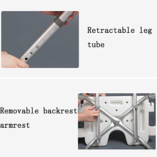 Taburete de Baño Ajustable con Respaldo Silla de Baño para Ducha Resistente hasta 158 Kg 6