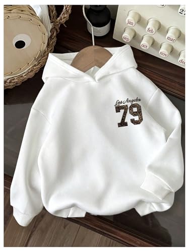 Floerns Girl's Letter Graphic Long Sleeve Hooded Drop Shoulder Sweatshirts2