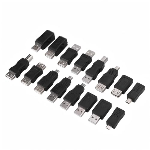 Ouitble Adaptateur Cable Mini USB 2.0 Paquet de 16 Multiples Connecteurs de Convertisseurs Micro USB Mâle à Femelle/Mâle 480Mpbs pour Ordinateur Tablette PC...