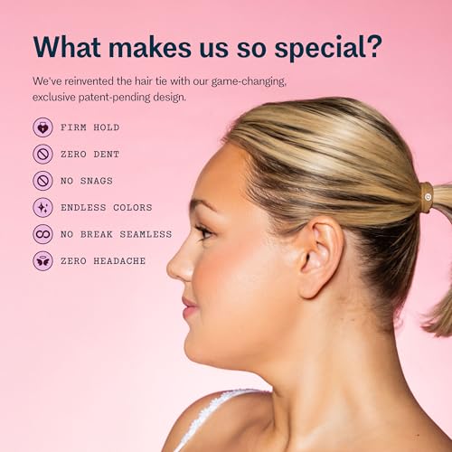 Image of Gimme Beauty Fine Hair Elastic Bands - Slim-Fit Elastic Ties for Fine, Brittle, or Bleached Hair - No-Dent, Gentle-Grip Ponytail Holders for All-Day Comfort - 12 Pack, Dark Blonde