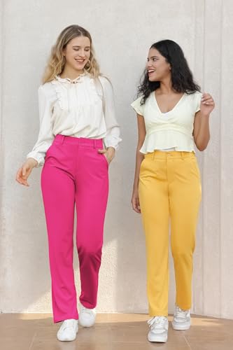 Image of Bamans Dress Pants Women Work Business Office Straight Leg Slacks