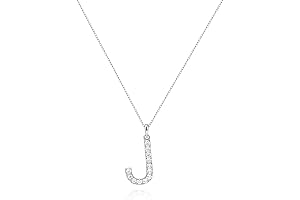 Adjustable Initial Letter J Necklace with Dazzling Cubic Zirconia