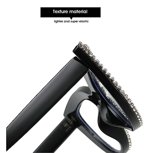 Image of Womens Luxurious Colorful Rhinestone Cat Eye Reading Glasses Blue light blocking Reader Computer Eyeglass Frame