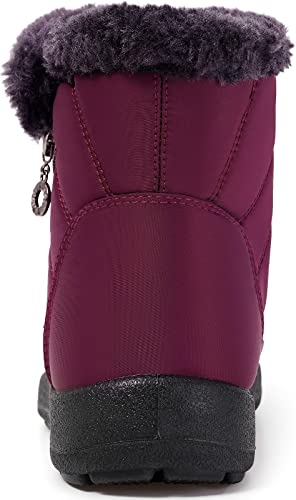 Image of Eagsouni Snow Boots Womens Winter Ankle Boots Ladies Warm Fur Lined Booties Thickening Shoes Zip Flat Sneakers Outdoor Booties