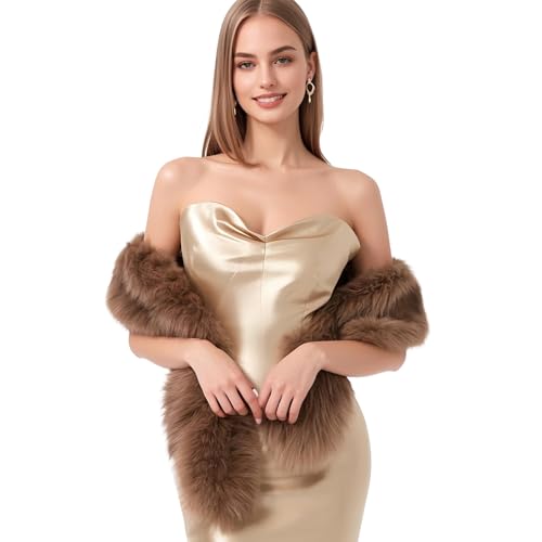 Barelove Long Women's Faux Fur Collar Scarf Wrap, All Seasons Party Winter Warm Wrap Stole Scarf...