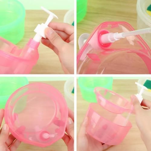 Image of Double Layer Soap Dispenser for Bathroom Accessories Dishwasher Liquid Holder Liquid Dispenser Pump with Sponge Holder Kitchen Sink Accessories Items(Multi Colour) Plastic