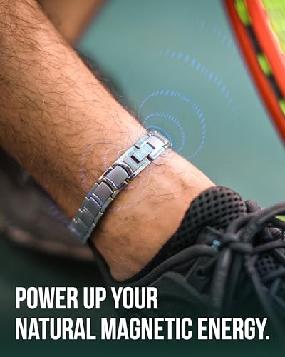 Image of MagnetRX Ultra Strength Magnetic Anklet - Effective Magnetic Ankle Bracelets for Men - Titanium Mens Ankle Bracelet with 48 Magnets (Silver)