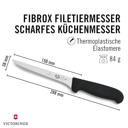 Victorinox Fibrox, Coltello per disossare, Coltello da Cucina stretto per Carne e Pollame, 15 cm, Lama Dritta, Stretta, Flessibile, Affilata, Acciaio Inossidabile, Nero - immagine 3