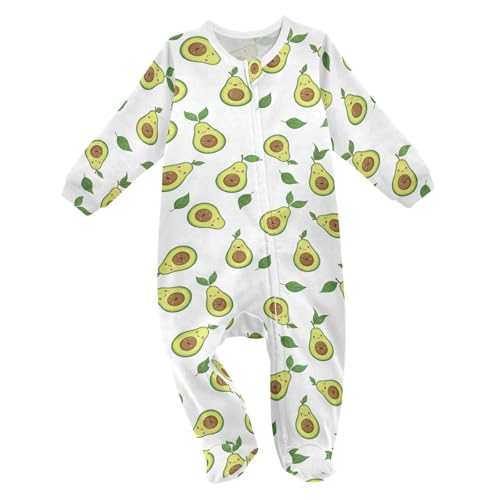 Emelivor Leaf Avocado White Baby One-Piece Newborn Pajamas Long Sleeve Footed Pjs for Girls Boys
