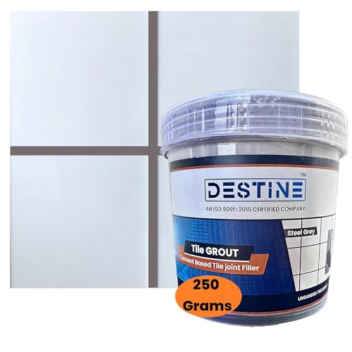 Image of DESTINE READY-TO-MIX inchTILE GROUT inch (16 COLOURS) (ALL PACKS: 100 Gm,250 Gm,400 Gm,800 Gm,1 Kg), Waterproof, Crack Filler, Cement Based Tile Gap Filler (250 Gm, Steel Grey)