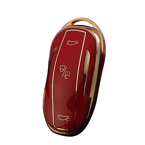 Coque pour clé Tesla Model X protection TPU rouge étui souple pour télécommande automobile
