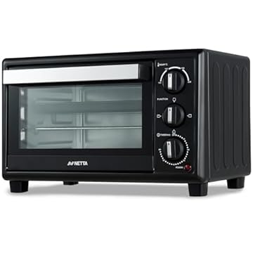 NETTA Mini Oven 20L Portable Electric Grill - Multi Cooking Function Grill and Bake - Adjustable Temperature Control, Timer - 1380W
