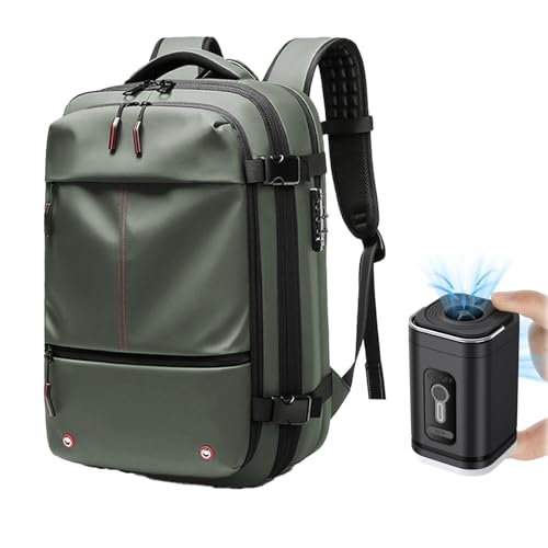 Ezyvac Rucksack, Easyvacpac Backpack, 60L Expandable Vaccage Bag Water Resistant, Anti Theft Vacuum Back Pack (Green+Pump)