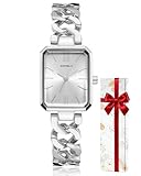 CIVO Damen Uhr Edelstahl Armbanduhr: Silber Rechteckig Damenuhr - Wasserdicht Analog Uhren für Frauen