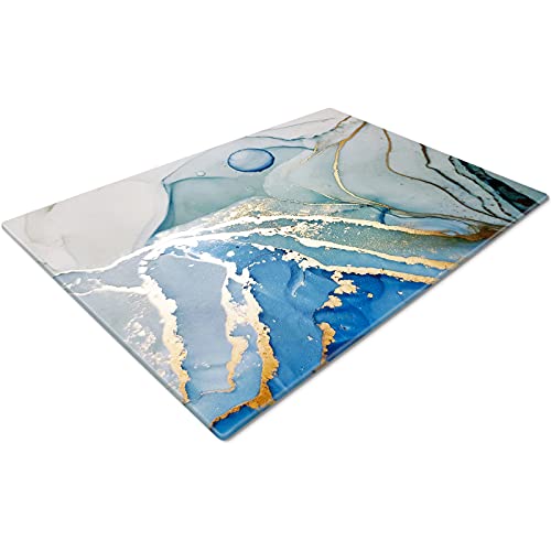 Glass Worktop Savers | Worktop Protectors Heat Resistant | Catering Chopping Boards | Chopping Boards Glass | Over The Sink Chopping Board | Large | Gold Teal Blue