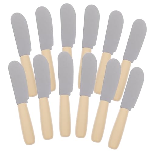 DECORNIJIA 12 piezas Espátulas para Untar Queso Acero Inoxidable Mango Plástico Resistente para Crema y Glaseado Postres