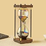 60 Minute Hourglass Timer,Rainbow Glass Hour Glass,Hourglass with Sand Timer for Gift,Hourglass Decor for Home, Desk,Office, Wedding Decor (Vintage Black)