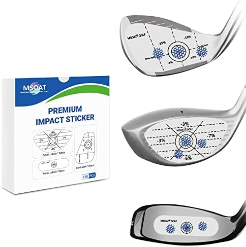 MSOAT Right Handed Golf Impact Tape Set, 24pcs (18*Irons,4*Wood,2*Putters) Self-Teaching Sweet Spot and Consistency Analysis, Golf Club Impact Stickers Hitting Recorder Swing Training Aid