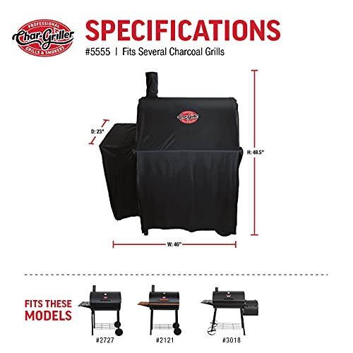 Char-Griller 5555 Grill Cover, Fits Models: 3018, 2121, 2222, 2828, 2727, 2929, 1224, E1224, 1329, 1334, Black #TOP6
