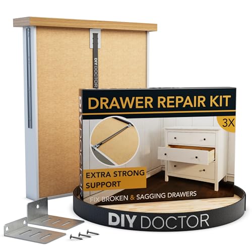 DIY Doctor - Drawer Doctor Kit - Mend Repair Broken Buckled Drawers - Drawer Strengthener - Drawer Repair Kit - Drawer Support - Drawer Reinforcers Fixing Kit - 3 Pack