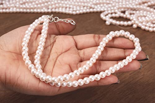 Image of JFL Combo Imitation 6mm Round Pearl Necklace Set Moti Mala Pearl Set With Earrings,Bracelet Handcrafted Jewellery for Less