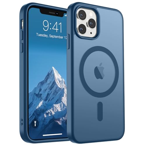Image of SUPFINE Magnetic for iPhone 11 Pro Max Case Deep Blue | (Compatible with MagSafe)(Military Grade Drop Protection)Shockproof Translucent Matte Phone Cover