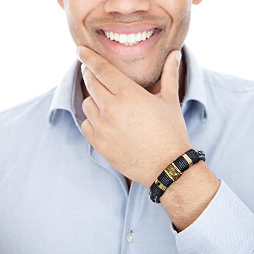 Image of SERASAR Premium Leather Bracelet Men | Stainless Steel Magnetic Clasp | Three Colors | Jewelry Box Included