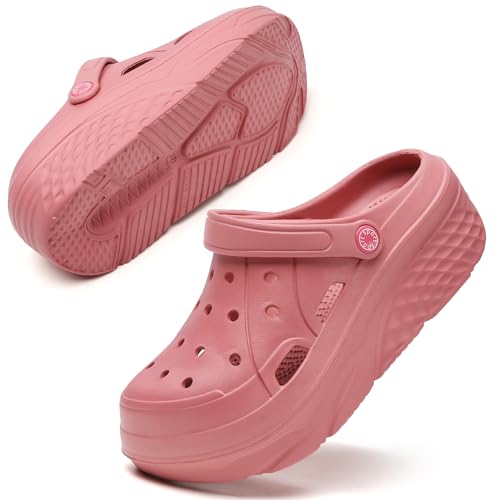 Image of FLIOZY Women's Gardener Platform Clogs Slippers Hight Heels Mules Clog Wedge Sandals Outdoor Beach Shoes