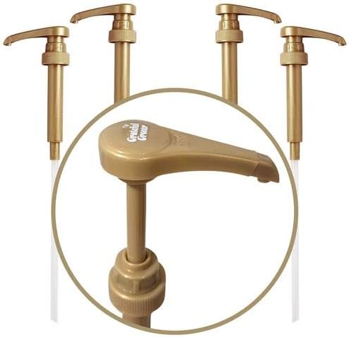Grateful Grocer 4 Pack Gold Syrup Pump Set - Syrup Pump Dispenser Fits Torani, 750ml Davinci, Skinny Syrups & 1L Monin, Starbucks Pump For Coffee Syrup Bottle - Coffee Syrup Pump for Coffee Bars