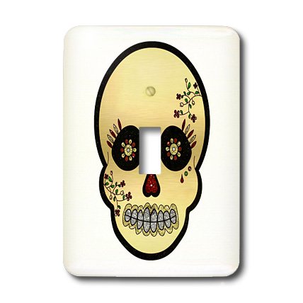 Interrupteur original sugar skull faux imprimé paillettes or