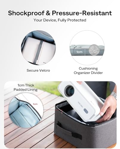 Aurzen Beamer Tasche Tragbare Projektortasche mit Zubehörtaschen, Projector Case, Aufbewahrungs- und Reiseetui - Kompatibel mit Aurzen EAZZE D1, D1 Pro, TMY, Epson, BenQ Projektoren (ca. 26x22x9 cm)