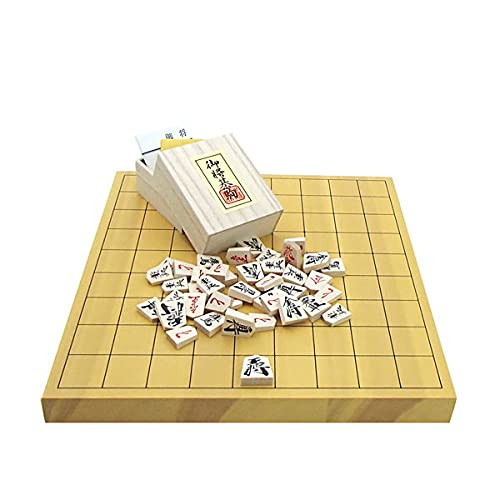 木製将棋セット 本榧に次ぐ ヒバ1寸卓上接合盤 3cm厚 竹と木製優良押し駒 桐駒箱入り