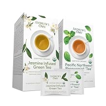 ANDREW LESSMAN Tea - Variety Pack - Jasmine Infused Green Tea + Peppermint Tea 30 Sachets Each - Certified Organic. Refreshing, Soothing. Ultra-Mild Flavor. Rich in Healthy EGCG. No Bitter Aftertaste
