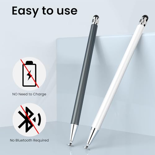 Image of StylusHome 2-in-1 Stylus Pen,2-Pack Stylus for Touch Screens Pens,High Sensitivity&Precision Capacitive Stylus for iPhone /Ipad Pro /Mini /Air /Tablets /Samsung /Lenovo /Galaxy /Pc(Black /White)