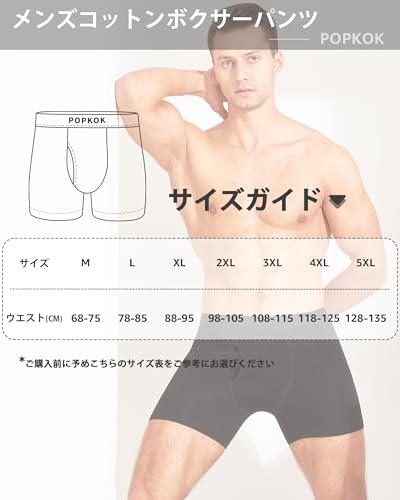 POPKOK ボクサーパンツ メンズ 前開き ボクサーブリーフ 5枚 セット コットン 下着 男性 ボクサー 大きいサイズ M-3XL の商品画像 4