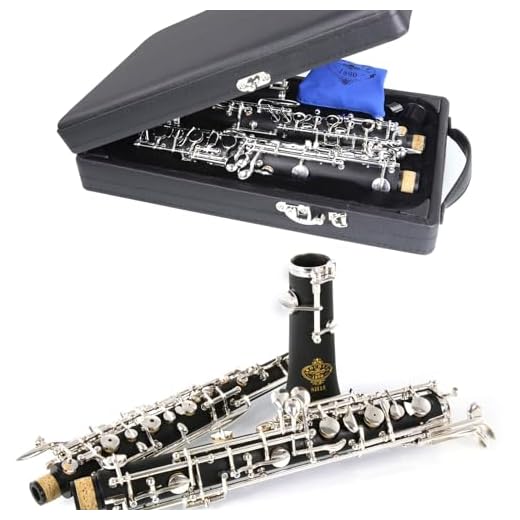 Rochix Nivel SH15 Oboe para principiantes, cuerpo de madera compuesta plateada, tono C semiautomático con 1 hojas, 1 paño limpieza, hisopo soporte descanso del pulgar, estuche y más