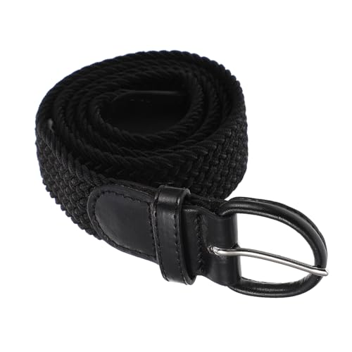 BESPORTBLE Elastic Woven Waist Belt with Buckle Unisex Casual Dress Accessory Stretch Waistband for Fit and Stylish Outlines Black