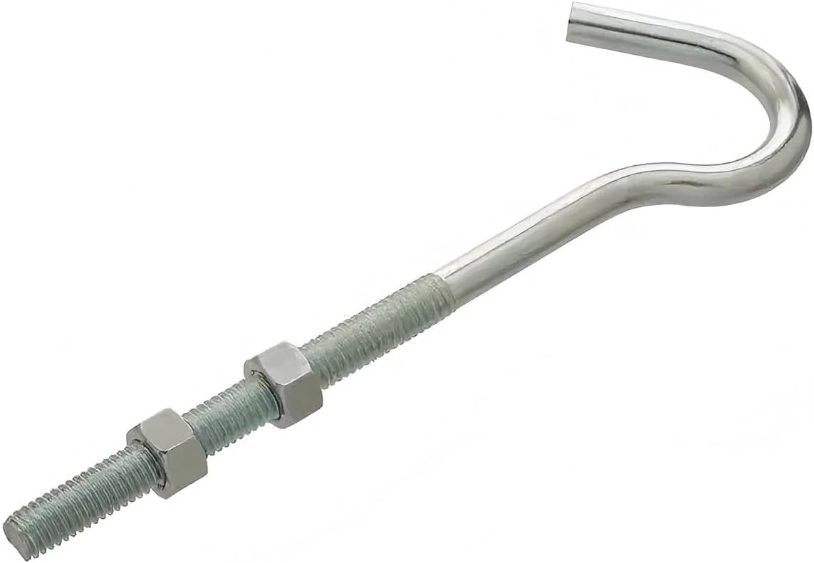 5 Pack 5/16 inch x 6 inch Zinc Plated Steel Clothesline Hook