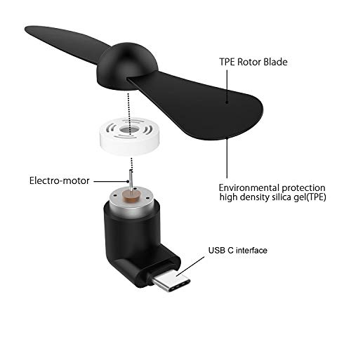 Image of Duxk-1 No /Pc /Quantity of Mini Type-C -2-Blade High Speed USB Mobile Cooler Fan Support with All Android Type-C Smatphones with OTG Function (Any Colour As Per Availblity) (Multi)